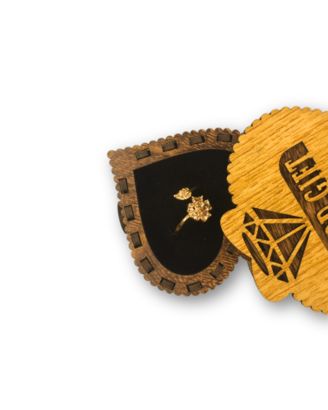 Golden Heart Wooden Gift Box
