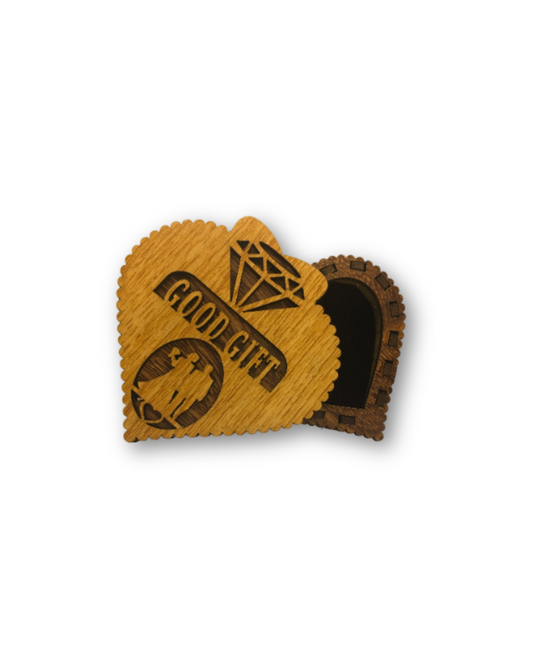 Golden Heart Wooden Gift Box
